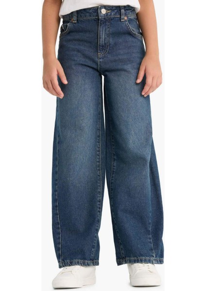 Kız Çocuk Okul Balloon Fit Geniş Paça Jean Pantolon F7541A825AU