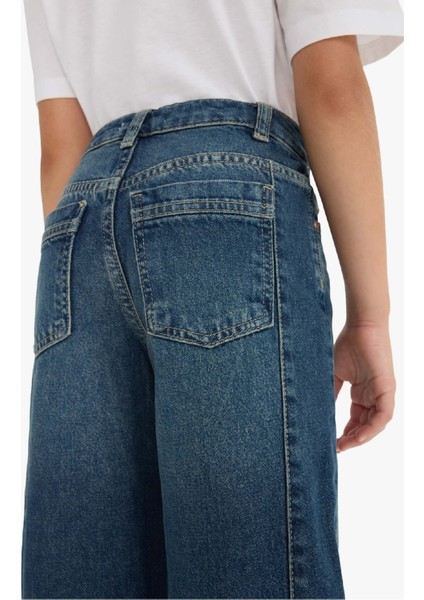 Kız Çocuk Okul Balloon Fit Geniş Paça Jean Pantolon F7541A825AU