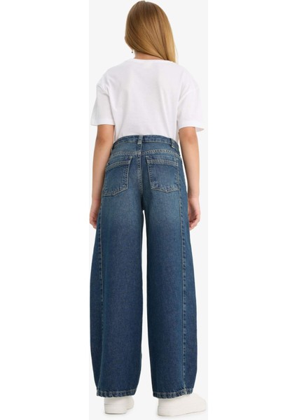 Kız Çocuk Okul Balloon Fit Geniş Paça Jean Pantolon F7541A825AU