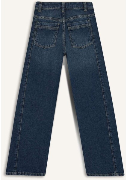 Kız Çocuk Okul Balloon Fit Geniş Paça Jean Pantolon F7541A825AU
