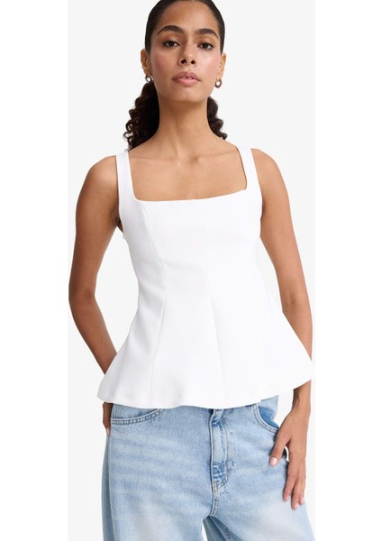 Fitted Kare Yaka Askılı Bluz F3471AX25AU