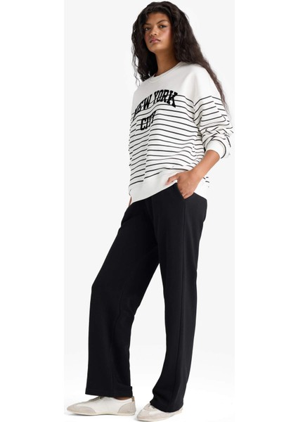 Straight Fit Beli Lastikli Basic Düz Cepli Eşofman Altı