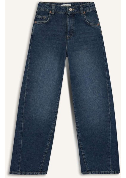Kız Çocuk Okul Balloon Fit Geniş Paça Jean Pantolon F7541A825AU