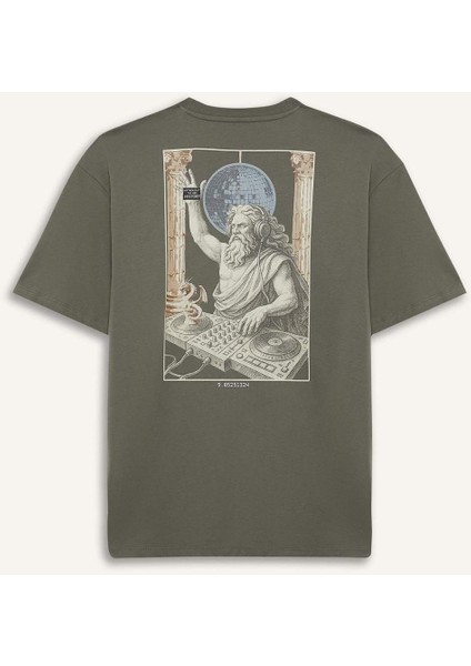 %100 Pamuk Boxy Fit Rahat Kesim Bisiklet Yaka Sırt Baskılı Kısa Kollu Tişört F8331AX25AU