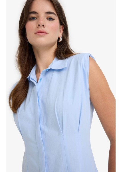 Flare Fit Poplin Kolsuz Midi Elbise F7301AX25AU