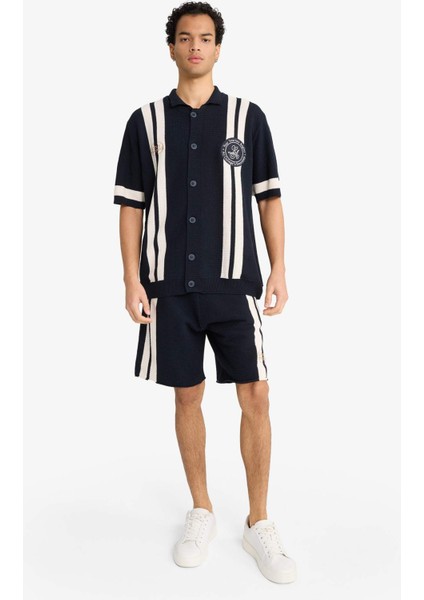 Standart Fit Beli Bağcıklı Renk Bloklu Triko Şort F8546AX25AU