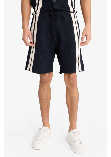 Standart Fit Beli Bağcıklı Renk Bloklu Triko Şort F8546AX25AU