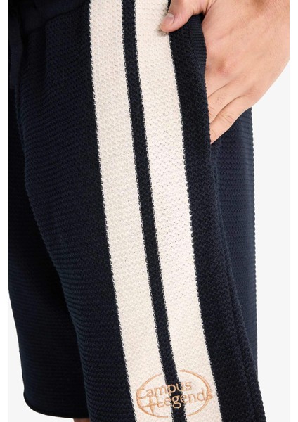 Standart Fit Beli Bağcıklı Renk Bloklu Triko Şort F8546AX25AU