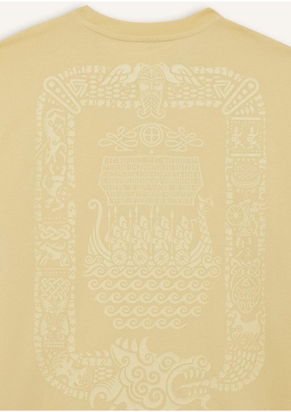 %100 Pamuk Boxy Fit Rahat Kesim Bisiklet Yaka Sırt Baskılı Kısa Kollu Tişört F8328AX25AU