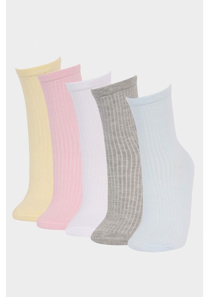 Kız Çocuk 5'li Pamuklu Uzun Çorap F8709A8NS