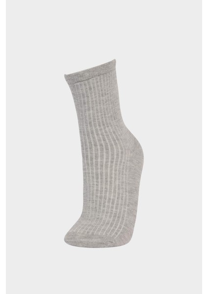 Kız Çocuk 5'li Pamuklu Uzun Çorap F8709A8NS