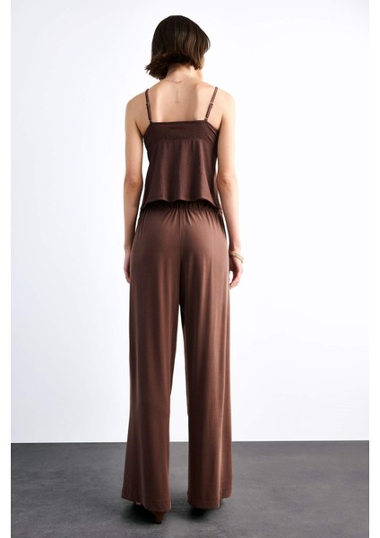 Beli Lastikli Geniş Paça Modal Pantolon F8507AX25SM