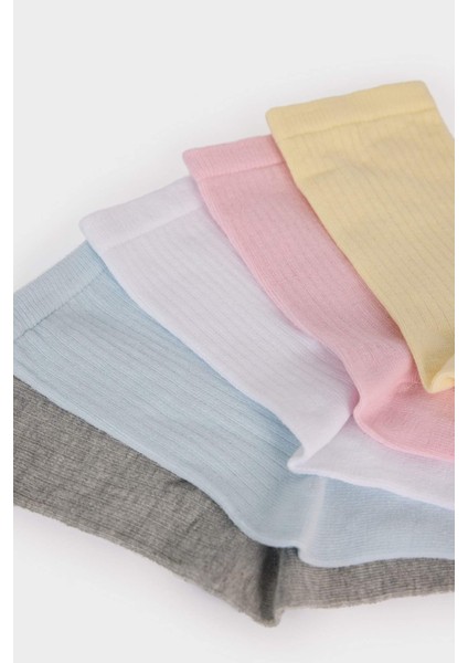 Kız Çocuk 5'li Pamuklu Uzun Çorap F8709A8NS