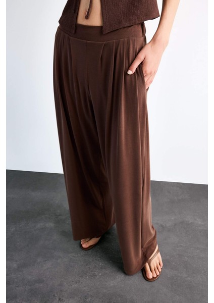 Beli Lastikli Geniş Paça Modal Pantolon F8507AX25SM