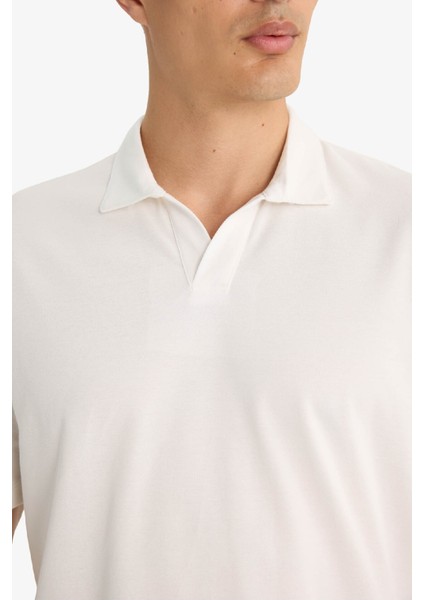 Regular Fit Polo Yaka İnce Dokulu Kısa Kollu Tişört F8477AX25AU