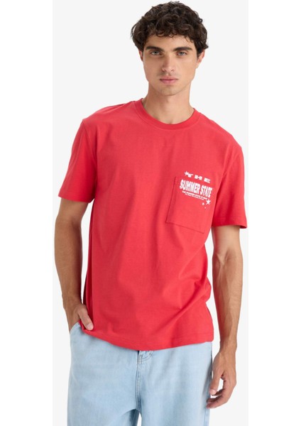 Regular Fit Bisiklet Yaka Baskılı Kısa Kollu Tişört F8540AX25HS