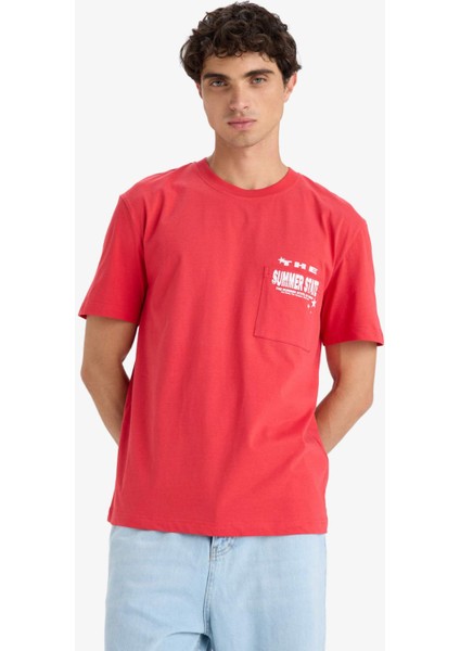 Regular Fit Bisiklet Yaka Baskılı Kısa Kollu Tişört F8540AX25HS