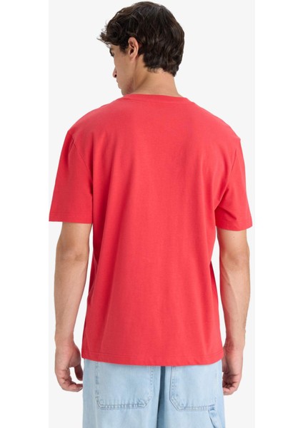 Regular Fit Bisiklet Yaka Baskılı Kısa Kollu Tişört F8540AX25HS