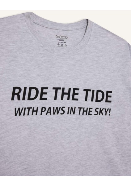 Boxy Fit Bisiklet Yaka Sırt Baskılı Kısa Kollu Tişört F4541AX25HS