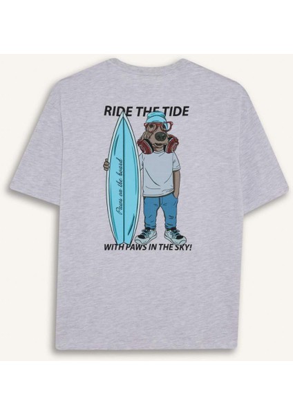 Boxy Fit Bisiklet Yaka Sırt Baskılı Kısa Kollu Tişört F4541AX25HS