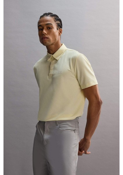 Standart Fit Polo Yaka Basic Düz Sporcu Dokuma Kısa Kollu Tişört F8637AX25AU