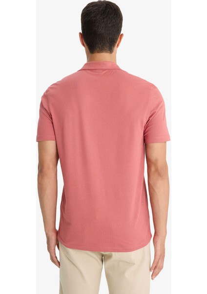 Regular Fit Polo Yaka İnce Dokulu Kısa Kollu Tişört F8477AX25AU