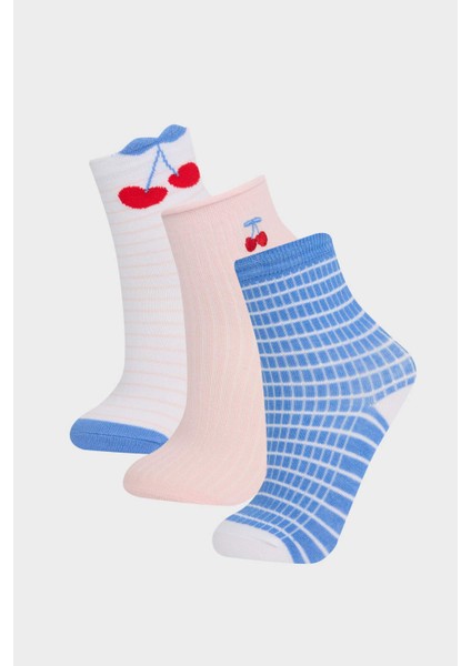 Kız Çocuk 3'lü Pamuklu Uzun Çorap F8708A8NS