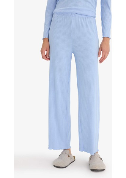 Pijama Takımı Regular Fit Ribana Uzun Kollu Üst Uzun Alt-Fall in Love D2273AX25AU