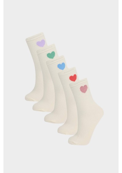 Kız Çocuk 5'li Pamuklu Uzun Çorap F8983A8NS