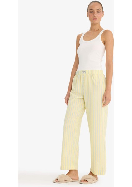 Regular Fit Gofre Dokulu Çizgili Pijama Altı-Fall in Love F8930AX25HS