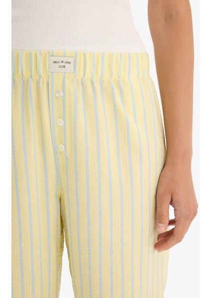 Regular Fit Gofre Dokulu Çizgili Pijama Altı-Fall in Love F8930AX25HS