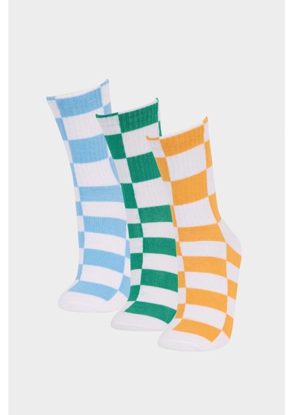 Kız Çocuk 3'lü Pamuklu Uzun Çorap F8702A8NS