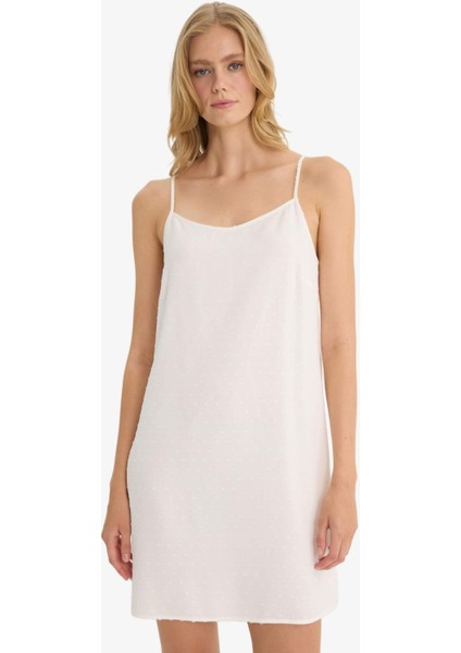 Regular Fit U Yaka Vual Askılı Gecelik-Fall in Love F8929AX25HS