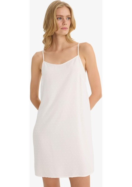 Regular Fit U Yaka Vual Askılı Gecelik-Fall in Love F8929AX25HS