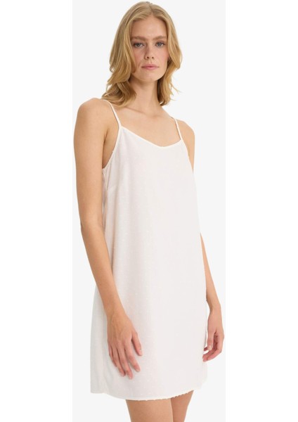 Regular Fit U Yaka Vual Askılı Gecelik-Fall in Love F8929AX25HS