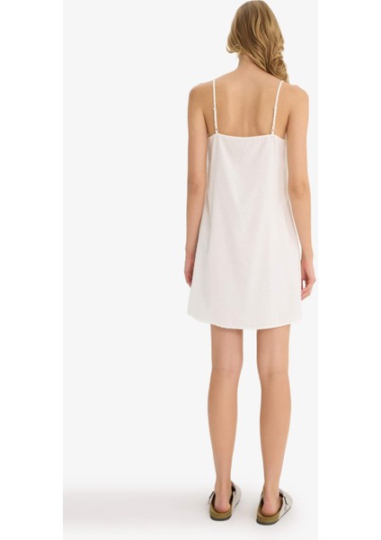 Regular Fit U Yaka Vual Askılı Gecelik-Fall in Love F8929AX25HS