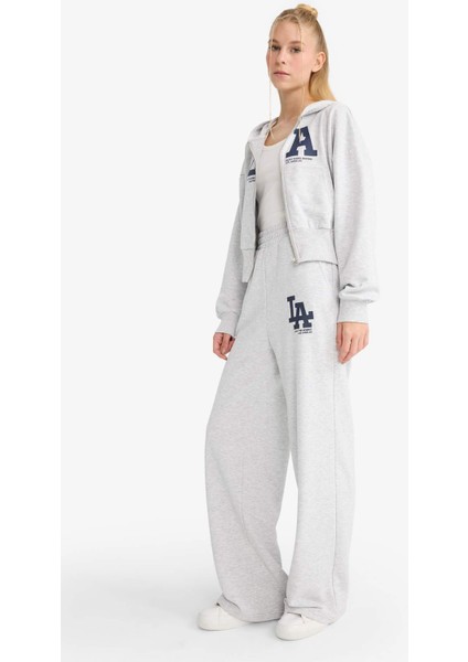 Coool Cropped Fit Kapüşonlu Baskılı Fermuarlı Sweatshirt