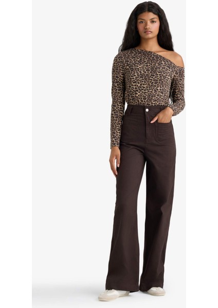 Straight Fit Yamalı Cep Normal Bel Düz Paça Uzun Boy Gabardin Pantolon F8304AX25AU