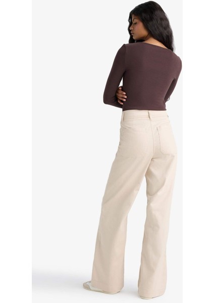 Straight Fit Yamalı Cep Normal Bel Düz Paça Uzun Boy Gabardin Pantolon F8304AX25AU