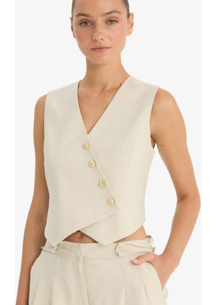 Asimetrik V Yaka Tensel Yelek D4568AX25AU