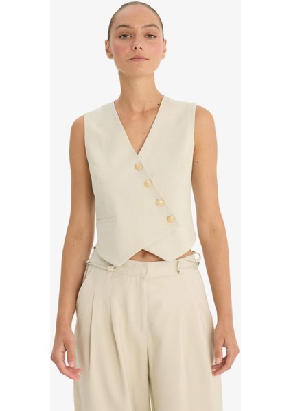 Asimetrik V Yaka Tensel Yelek D4568AX25AU