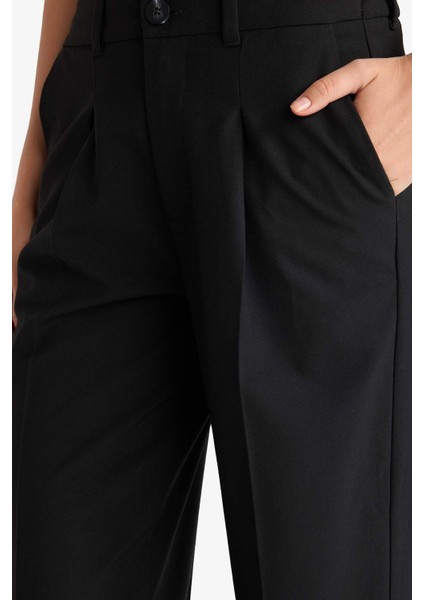 Wide Leg Fermuarlı Yüksek Bel Standart Boy Pantolon E7238AX25AU