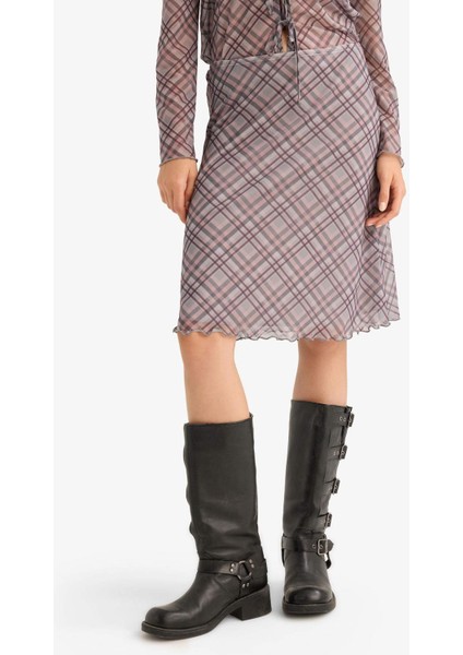 A Form Kareli Normal Bel Tül Midi Etek F7790AX25AU