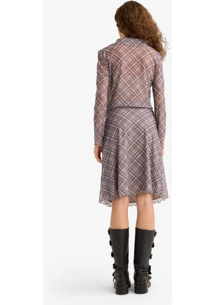 A Form Kareli Normal Bel Tül Midi Etek F7790AX25AU