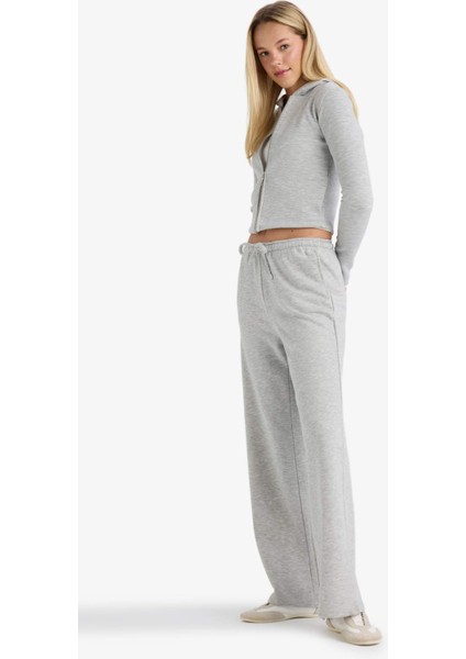 Straight Fit Beli Bağcıklı Basic Düz Geniş Paça Eşofman Altı D6667AX25AU