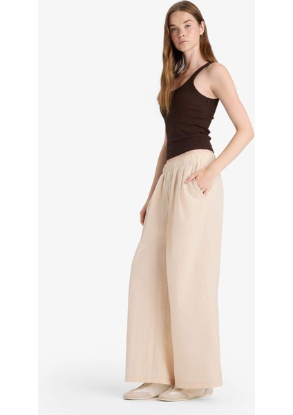 Wide Leg Çift Cepli Normal Bel Standart Boy Pantolon F9223AX25SM