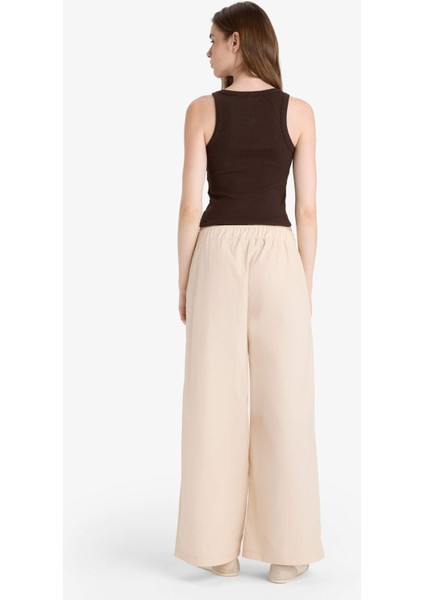 Wide Leg Çift Cepli Normal Bel Standart Boy Pantolon F9223AX25SM