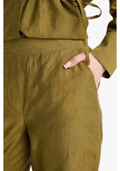 Regular Fit Beli Lastikli Jakarlı Pantolon F9332AX25AU