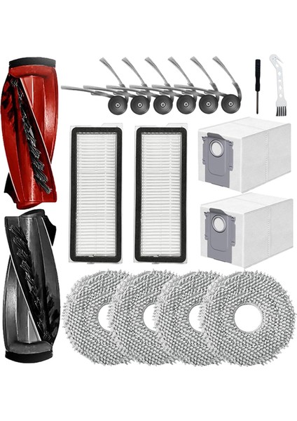 Roborock Qrevo CURVE/P20 Pro Robot Vakum Ekleri Değiştirme Ana Yan Fırçalar Toz Torbaları Paspas Filtreleri (Yurt Dışından)