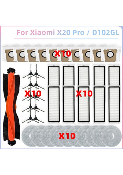 Xiaomi Robot Vakum Için X20 Pro / D102GL Robot Vakum Parçaları Ana Silindir Yan Fırça Hepa Filtre Mop Bez Toz Torbası (Yurt Dışından)